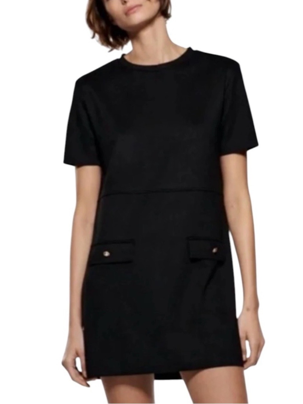 ZARA Women’s Black Short Sleeve Shift Dress Size XS | Minimalist Classic